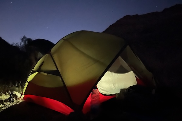 tent at night